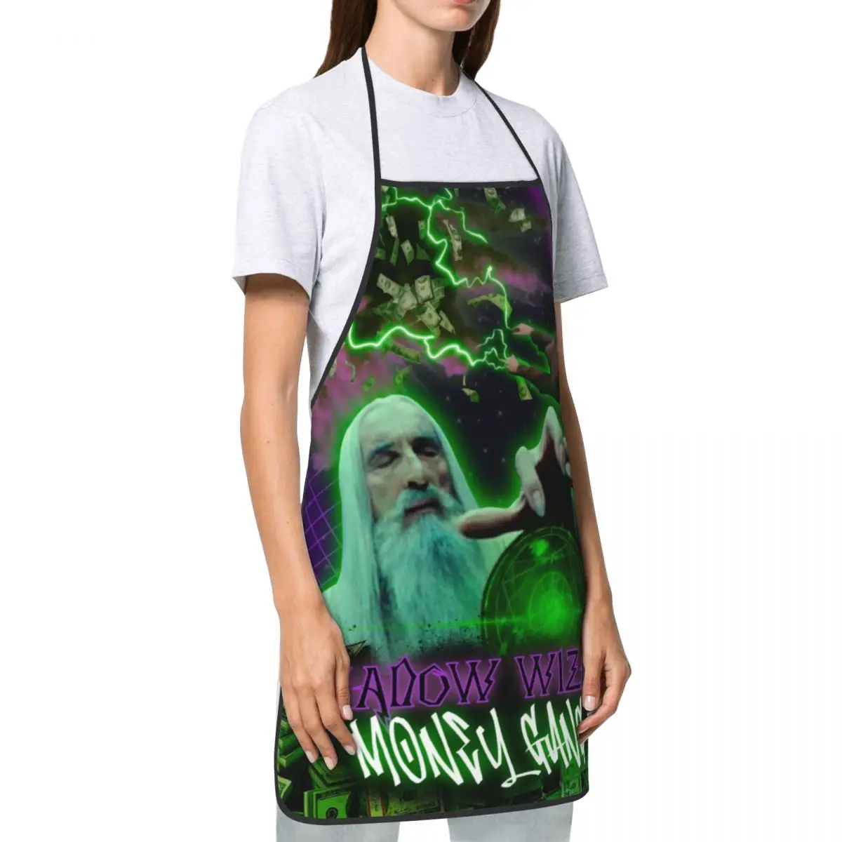 Shadow Wizard Money Gang Apron Waterdrop Resistant Adjustable Tie Harajuku BBQ Aprons for Men Women Chef