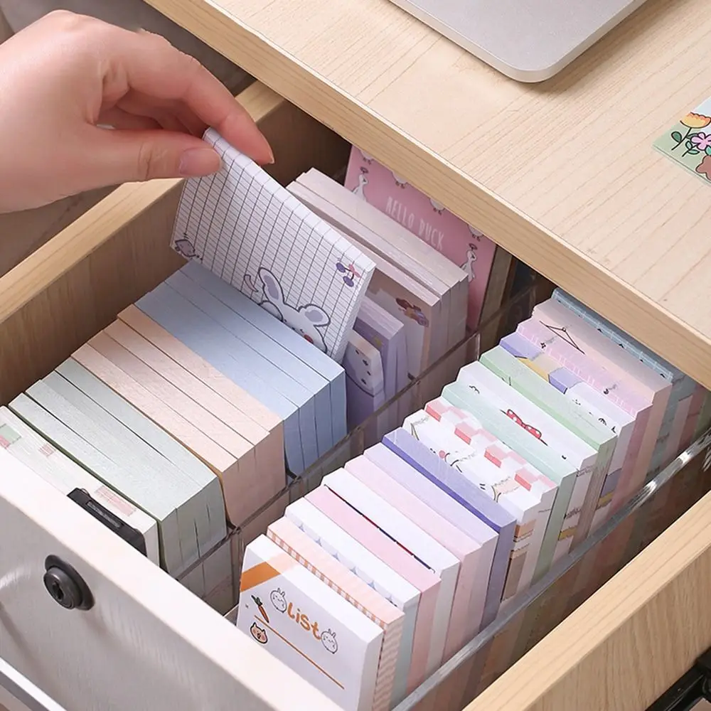 Portable Compartment Storage Box Plastic Multi-functional Stationery Finishing Box Dustproof Transparent Sticky Note Sorting Box