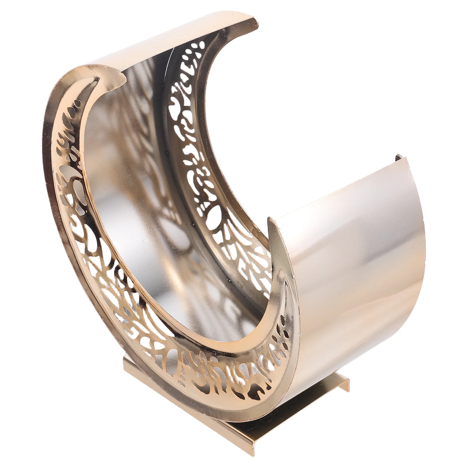 

Moon Shaped Fruit Tray Metal Fruit Basket Hollow Carved Dry Snack Plate Ramadan Serving Dish Islamic Wedding Centerpiece