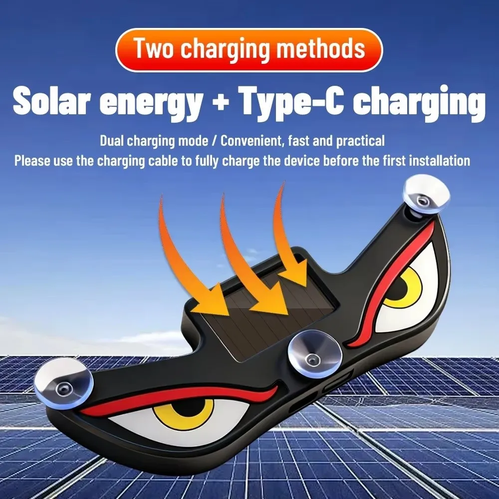 Wireless Solar Powered Car Neon Light Suction Cup Dynamic Display Cool EYE Ambient Lights Vibration Lights on Smart LED Lights