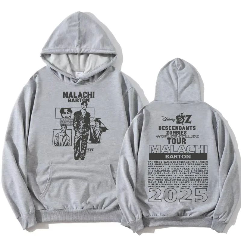 الممثل مالاتشي بارتون هوديس Zzombies Worlds Collide Tour 2025 بلوزات موضة للجنسين ملابس الشارع الشهير كم طويل بلوفرات نسائية
