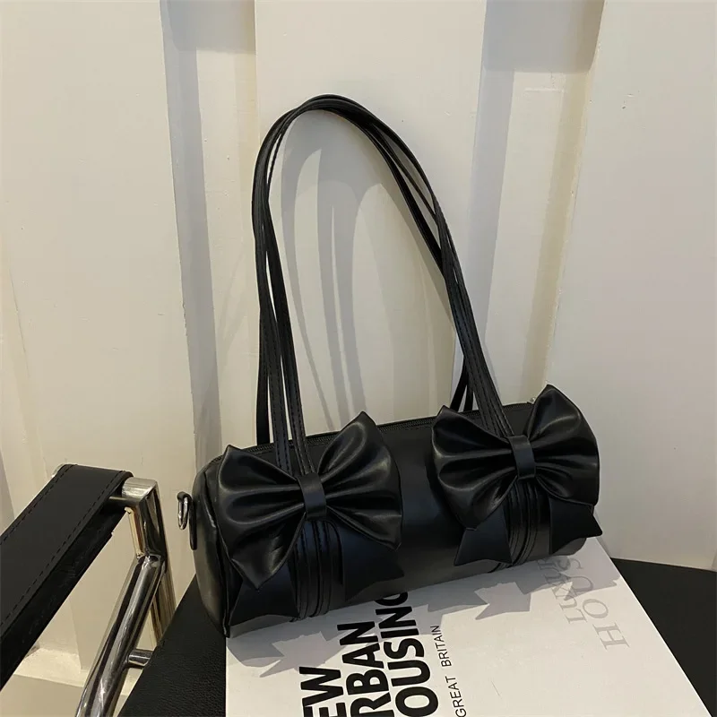 Bow armpit baguette bag niche design high-end cylinder bag