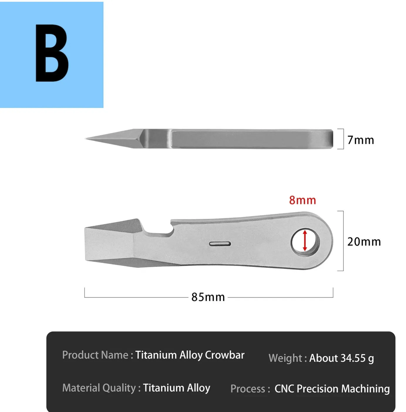 TC4 Titanlegierung Brecheisen Flaschenöffner Schraubendreher EDC Multifunktionswerkzeug Schraubenschlüssel Handwerkzeug für Outdoor und Camping – Detail 4