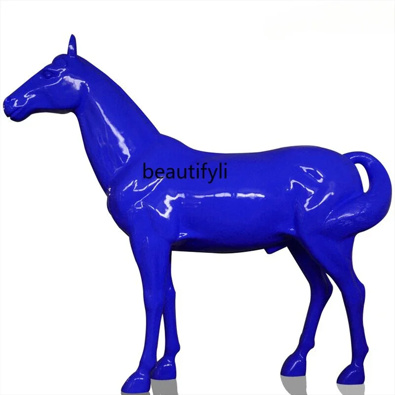 FRP Horse Sculpture Hotel Restaurant KTV Opening Ceremony Resin Art Decoration Horse Floor Ornaments