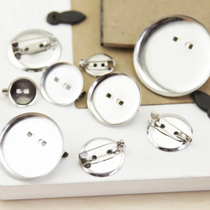 50 sztuk/partia rod okrągła broszka podstawa wykroje Cabochon tace z broszką przypinki Cameo Cabochon ustawienie podstawy dla DIY tworzenia biżuterii — zdjęcie 7