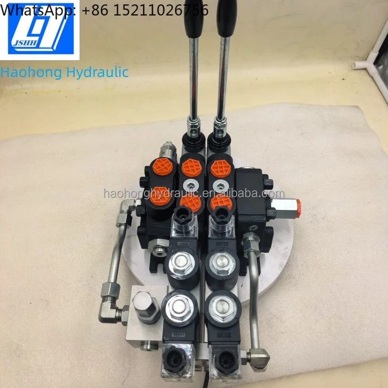 60 Liter/min 2 Spools Electro-hydraulic Sectional Directional Control Valve Double Acting 315Bar Hydraulic Distributor