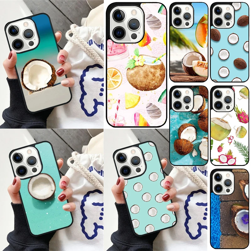 summer Fruit Coconut on the beach Cover For iPhone 16 13 14 15 Pro 12 Mini 11 15 Pro 7 8 Plus SE 2020 Phone Case