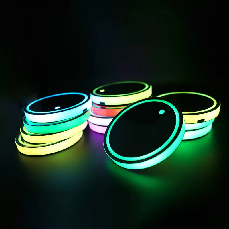 Customized car LED luminous water cup pad, car atmosphere light, water cup groove pad pattern can be changed