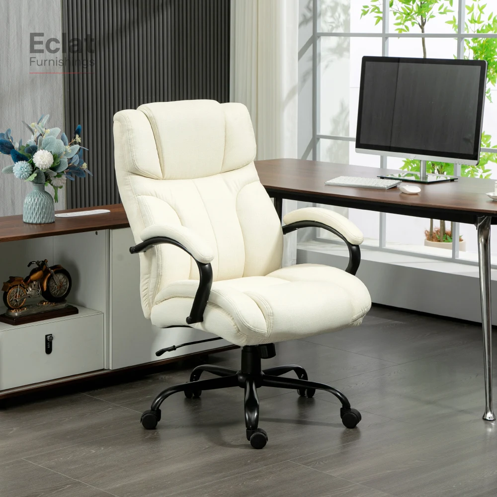 

500lbs Big and Tall Office Chair with Wide Seat,Executive Computer Chair with Adjustable Height, Swivel Wheels and Linen Finish,