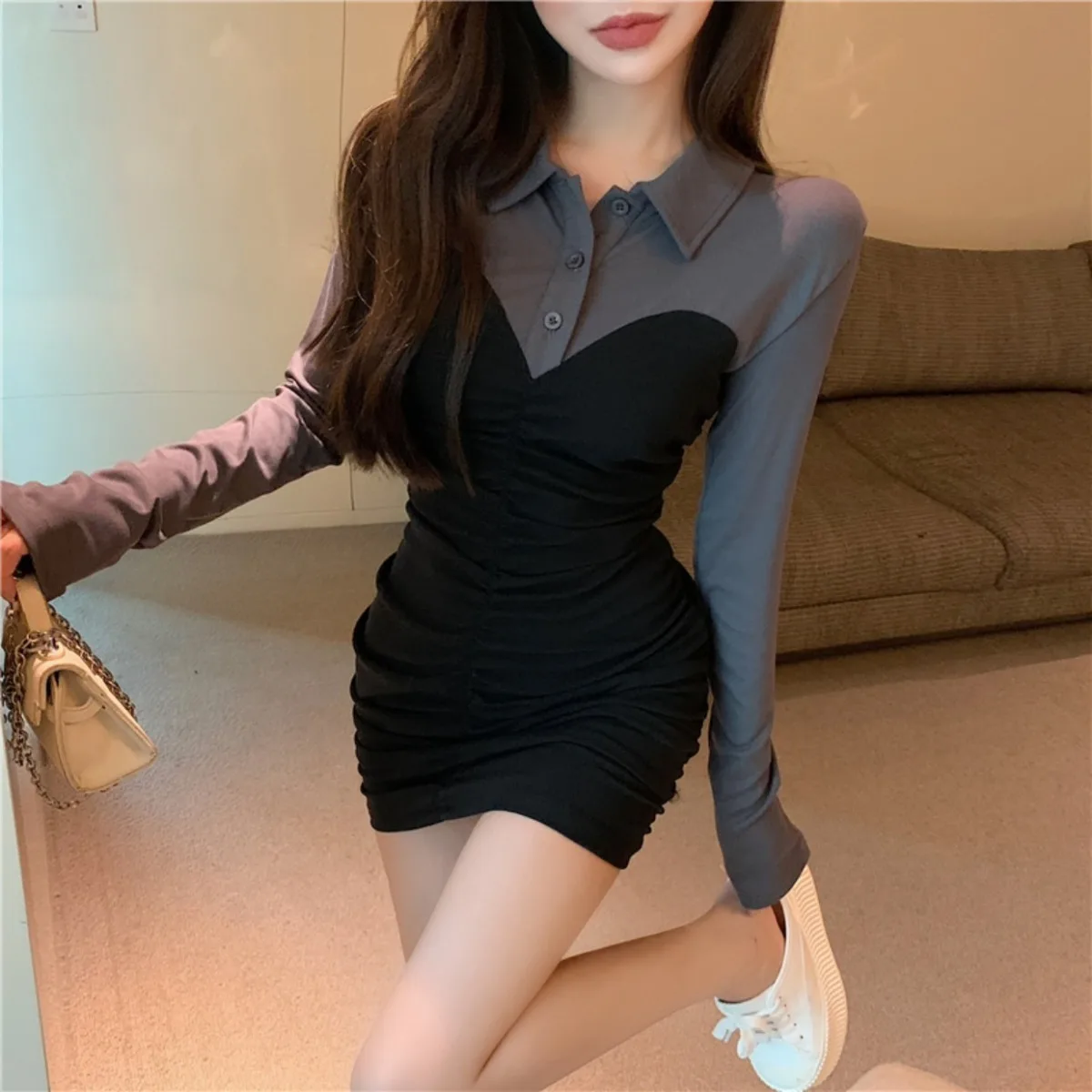 Dresses for Women Mini Sexy Bodycon Short Woman Long Sleeve Dress Coquette Corset Tight Fashion Summer 2025 New in Clothing Full