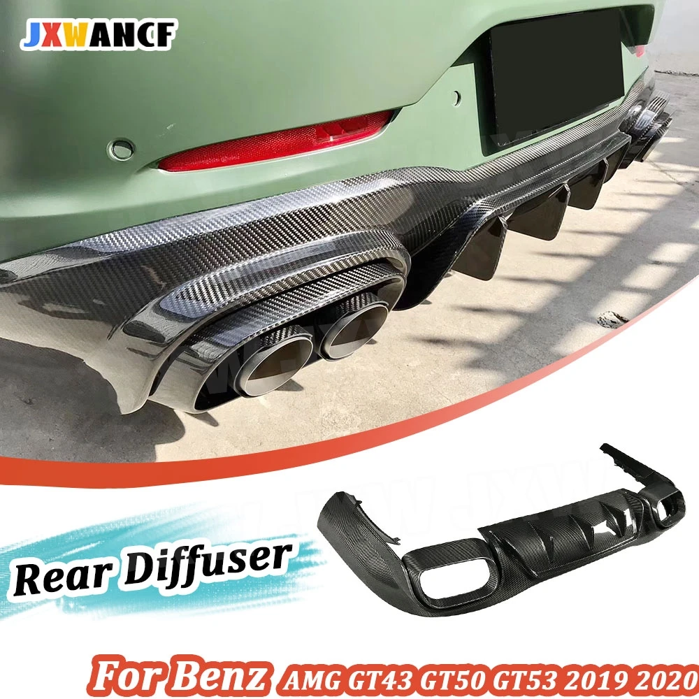 

JXWANCF Dry Carbon Fiber Rear Lip Diffuser Spoiler For Benz AMG GT43 GT50 GT53 2019 2020 FRP B Style Bumper Protector Accessorie