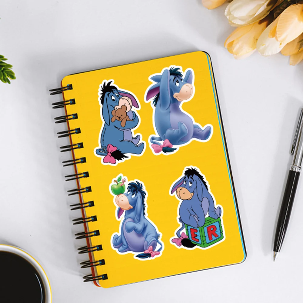 10/30/50PCS Disney Kawaii Pooh Bear Calm Old Gray Eeyore Cartoon Stickers DIY Laptop Phone Scrapbook Decoration Sticker Kids Toy