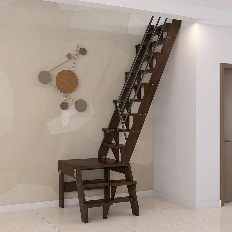 

corner stairs household indoor small space small hole integral wooden ladder compartment ladder elevator spare ladder