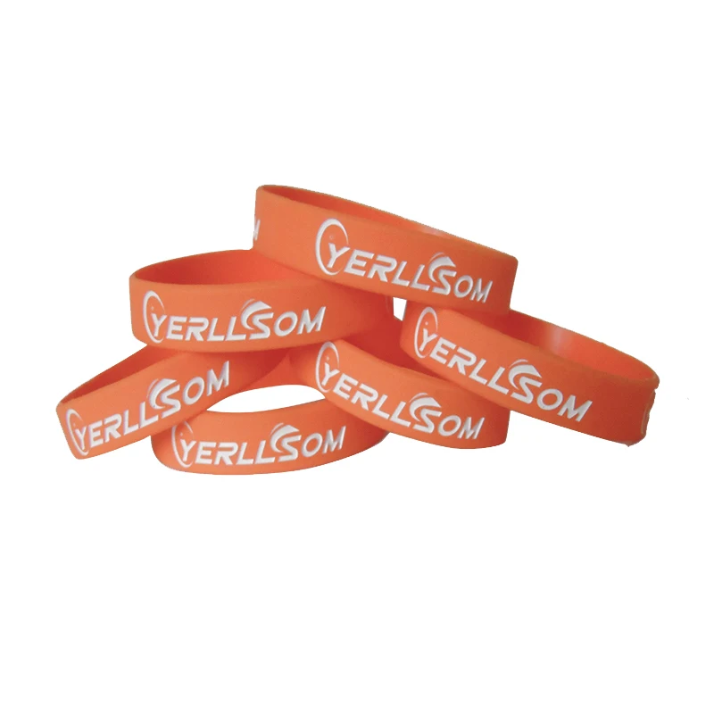 YERLLSOM 100pcs/Lot Custom Silicon Bracelet Wristband 12mm Silicone Wristband With Logo Engraved Filled Color Silicone Wristband