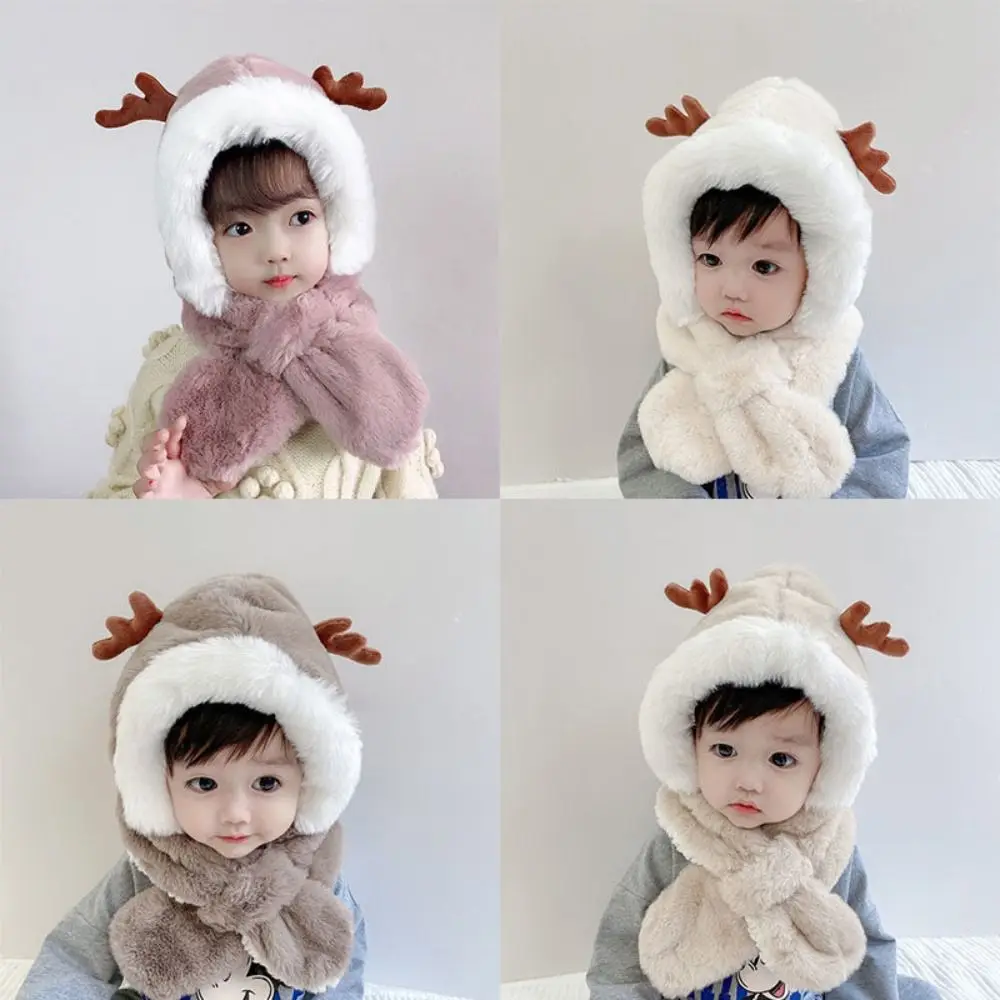 Fashion Cartoon Integrated Cap Scarf Windproof Hat With Scarf Warm Thickening Neck Warmer Autumn Winter Hats & Caps
