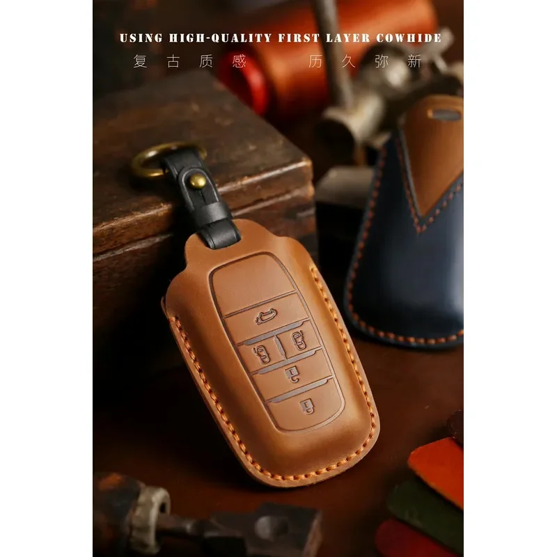 for 2023 Toyota Senna Leather Key Case Gravia Special Car Remote Control Fob Cover Buckle Shell Protector