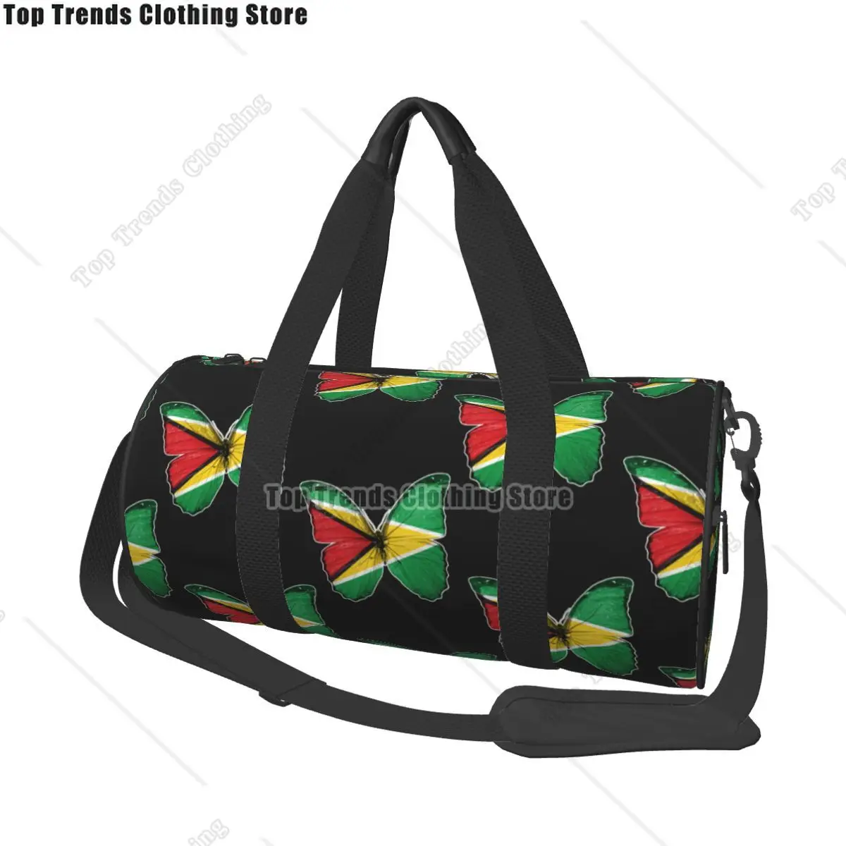 

Butterfly Flag Of Guyana Sport Bags Girft Large Gym Bag Outdoor Male Female Design Handbag Travel Training Colorful Fitness Bag