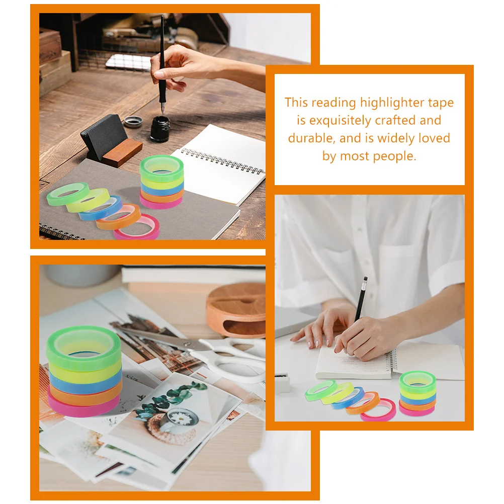 

15pcs 0.6cmx5m Waterproof Colored Tearable Transparent Highlighter Tape for Books Removable Bookmarks Student Supplies