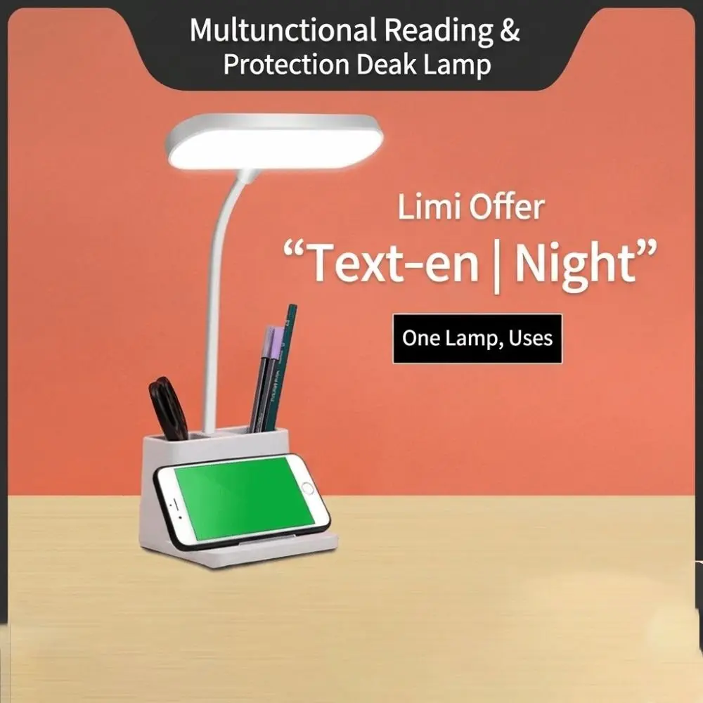 New Rechargeable LED Desk Lamp LED Lighting Simple Style Reading Lamp White Multipurpose Study Lamp Student Dormitory