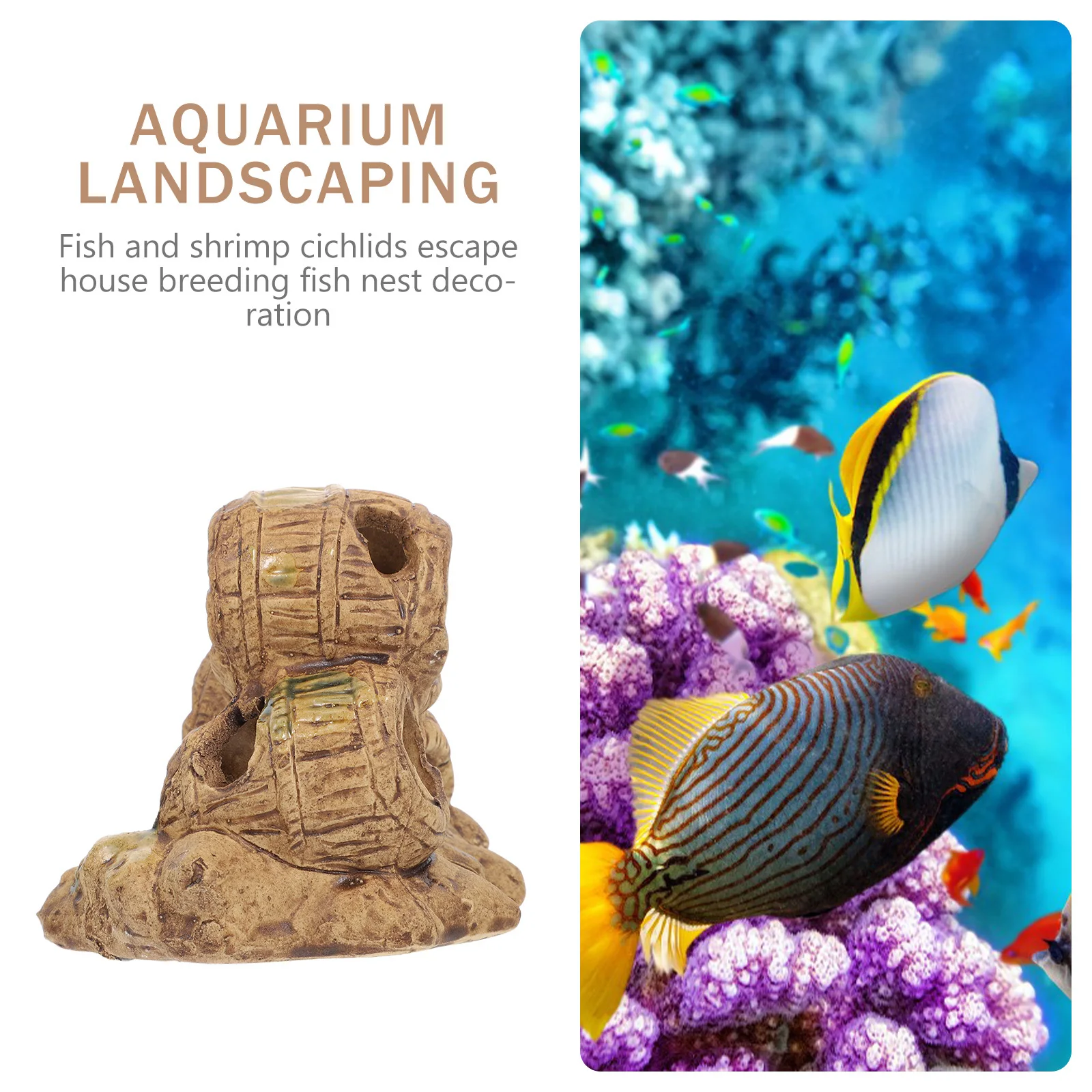 

Fish Cave Aquarium Decor Natural Modelling Shelter for Minnows Safe Gentle Material Compact Lightweight Tank Accessory