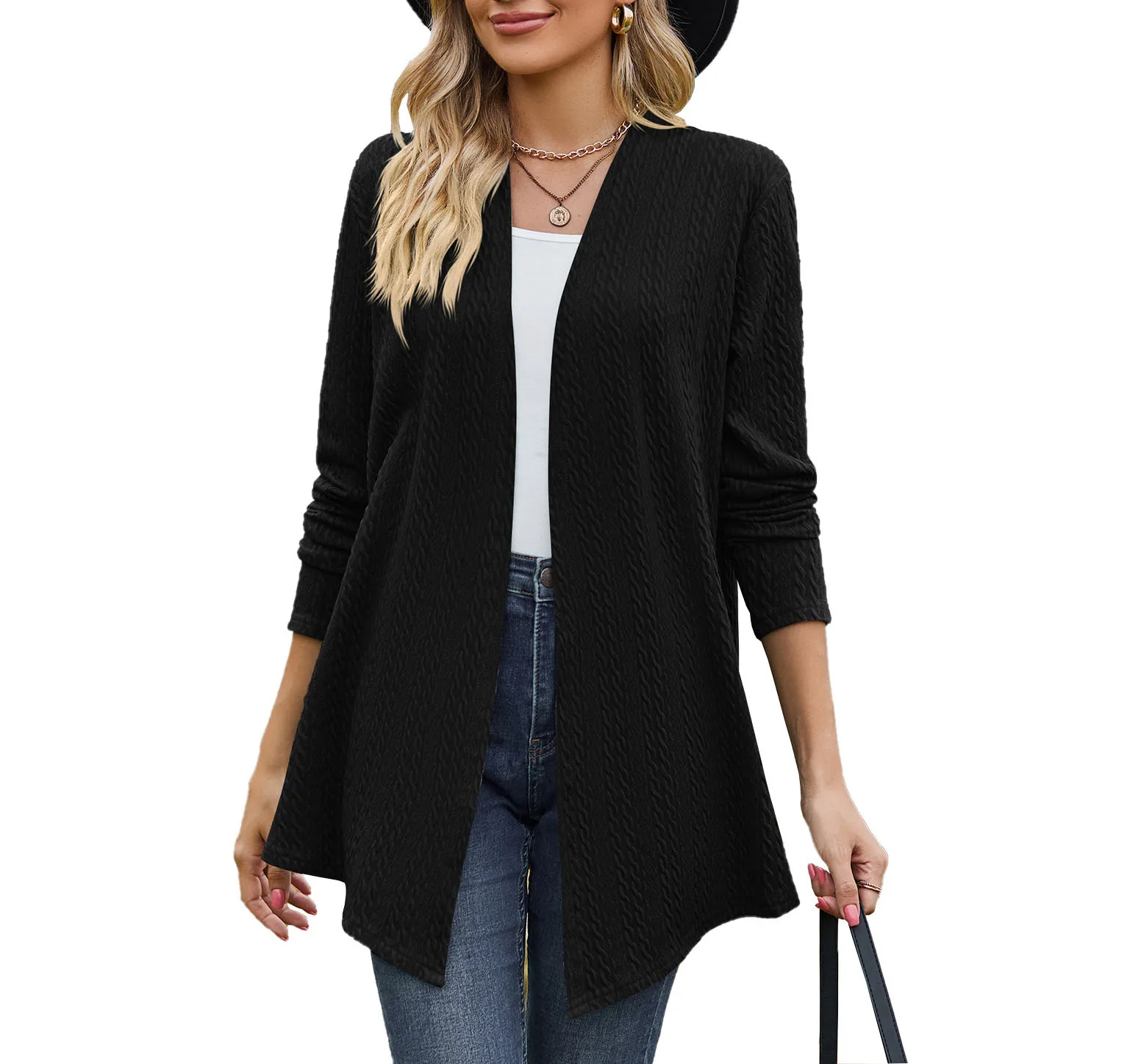 

2023 Autumn and Winter New Casual Solid Color Long Sleeve Fashion Loose Cardigan Jacket Tops for Women