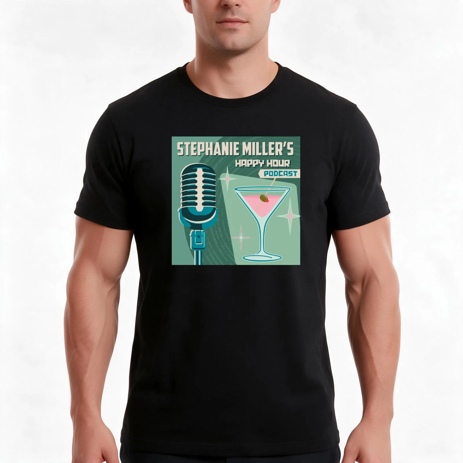Stephanie Miller's Happy Hour Podcast T-Shirt, Summer Casual Cotton Tee, Oversized Streetwear Tops, Vintage Graphic Print