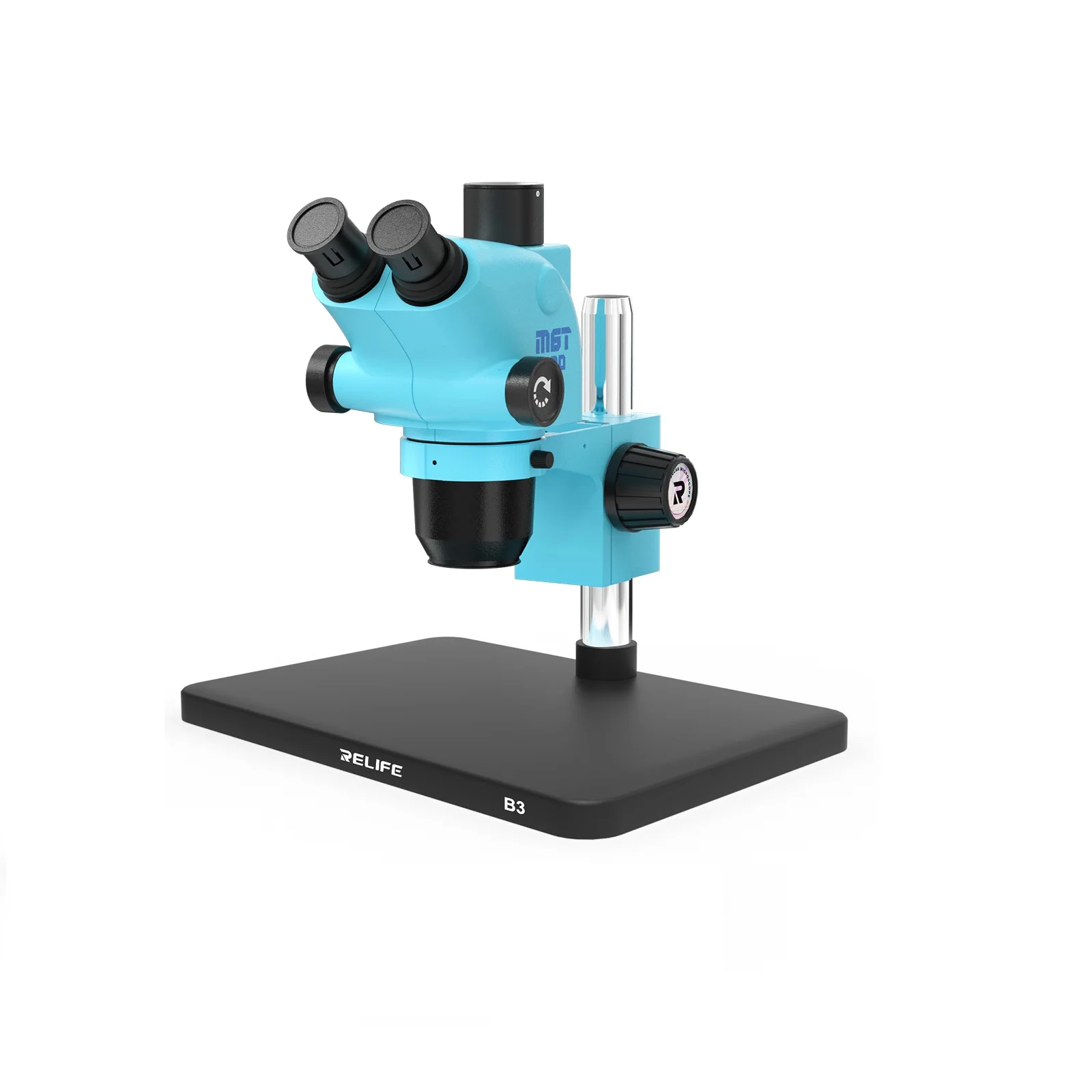 

RELIFE RL-M6T Pro-B3 Trinocular HD Stereo Microscope Engine + SS-033 Light Source + 0.5CTV Adapter + MC1 4K Camera for Phone PCB