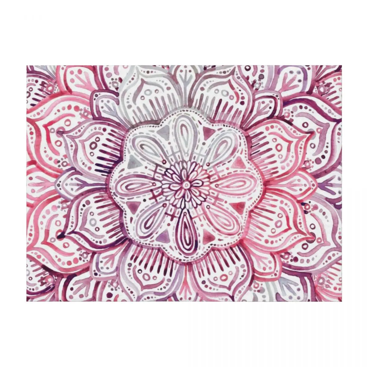 

Burgundy Blush Watercolor Mandala Throw Blanket Bed Travel Luxury Brand Blankets