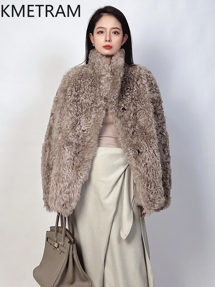 Natural Wool Sheepskin Double Faced Fur Jacket Women Top Quality Stand Collar Real Fur Coat Winter Woman Clothing 2025 abrigos