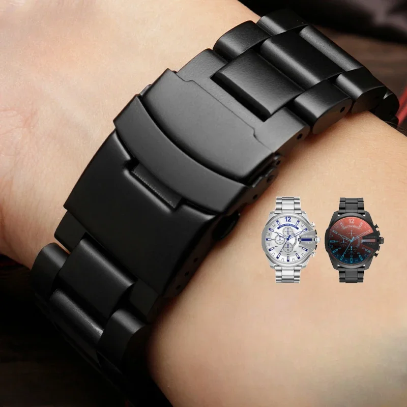 

22 24 26mm Black Steel Thickening Watchband for Panerai Lu Mino 776 DIESEL Solid Steel Seven Fridaies Men's Accessories