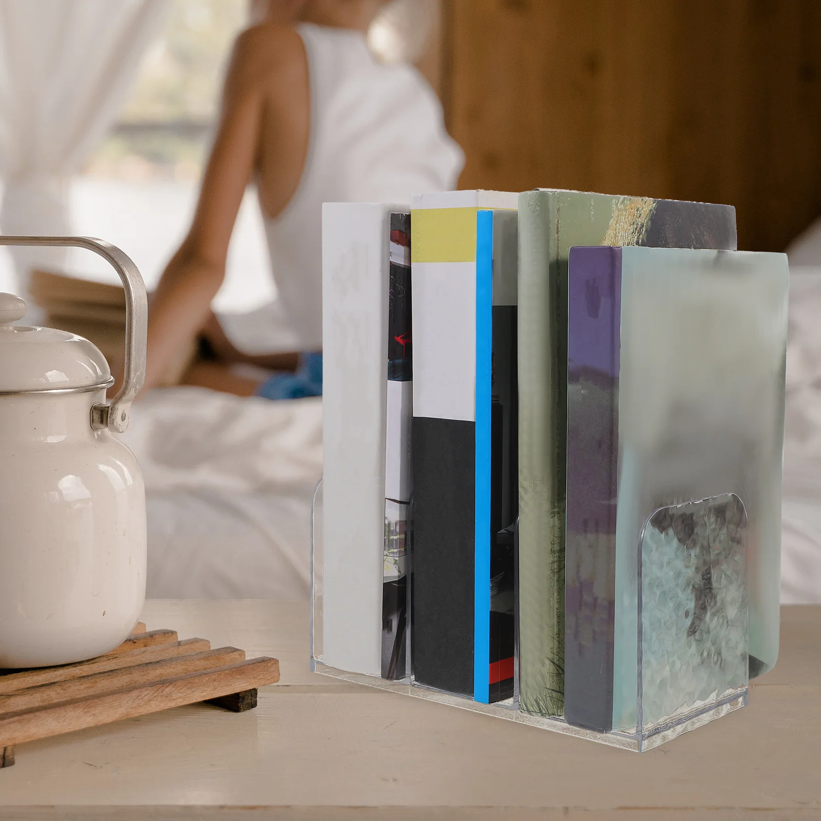 Acrylic Desktop Book Stand Organizer For Students Office School Document Rack File Holder Magazine Display Shelf Storage Rack