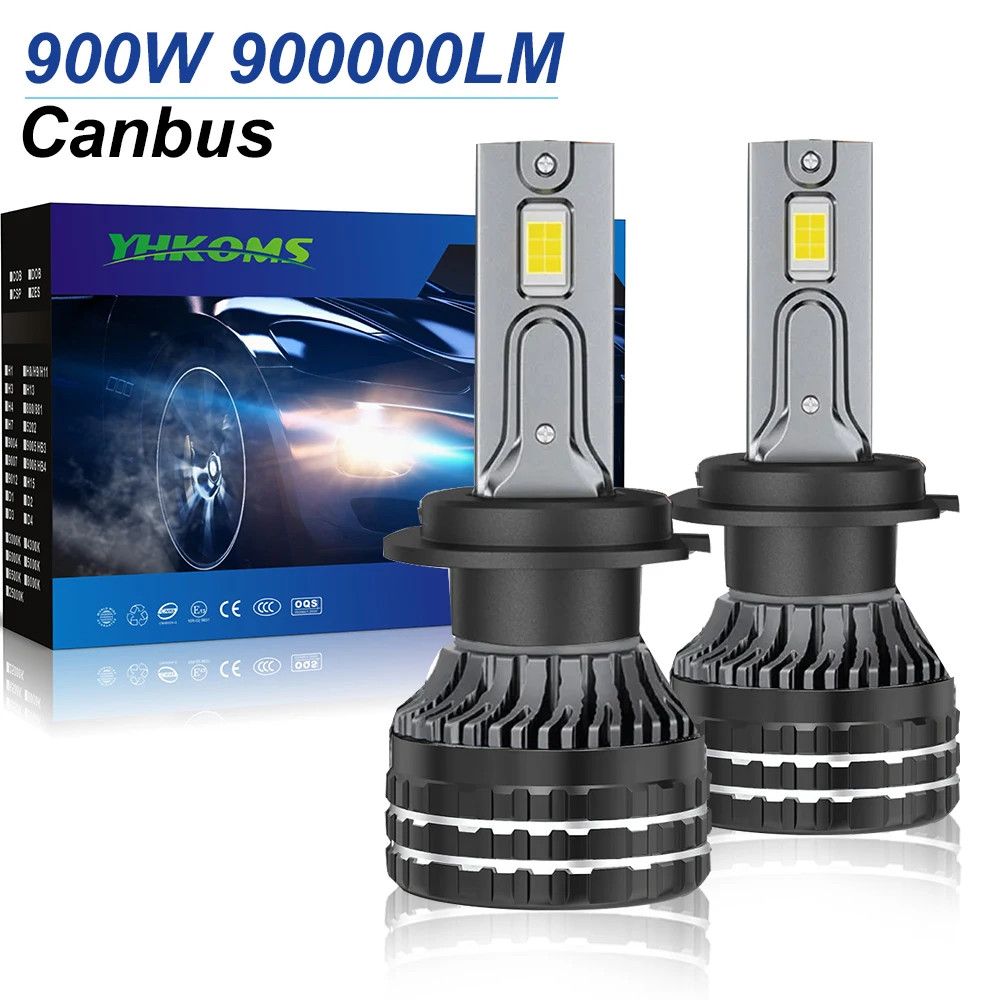 YHKOMS H4 H7 LED Canbus H11 H9 H1 H4 HB3 9005 HB4 9006 H8 Светодиодная лампа автомобильной фары Авто противотуманные фары мотоцикла 900 Вт 900000 LM CSP]