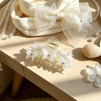 New Fashion Simulation Butterfly Hair Clips for Women Elegant Pearl Bow Ponytail Clip Sweet Crab Claw Headdress Hair Accessories 5