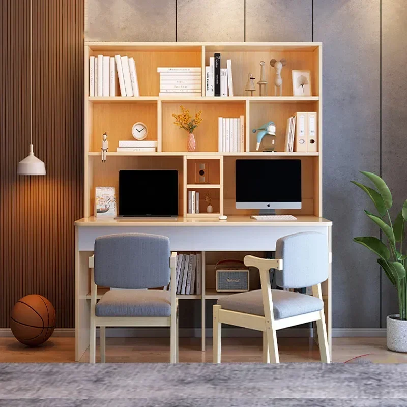 Bookshelf Integrated Computer Desk Desktop Home Bedroom Student Study Double Writing Desk Simple Office Table