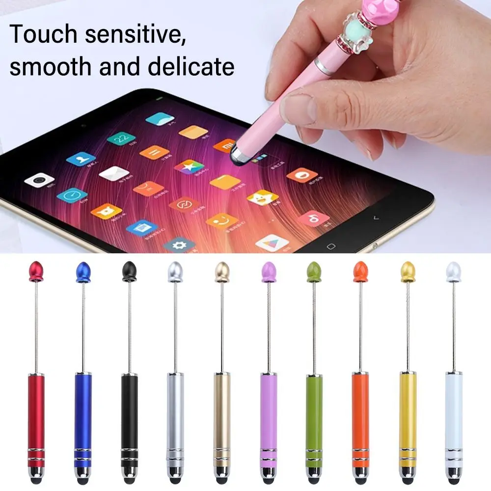 Multifunctional Plastic DIY Beaded Pen Student Gift Handmade Stylus Pen Touch Screen Ballpoint Pen School Office Supplies