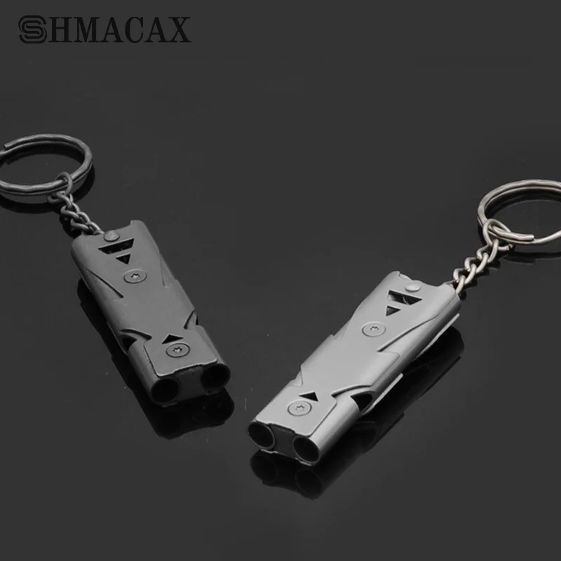 Double Pipe Whistle Pendant Keychain Portable Outdoor Survival Emergency Camping Tool