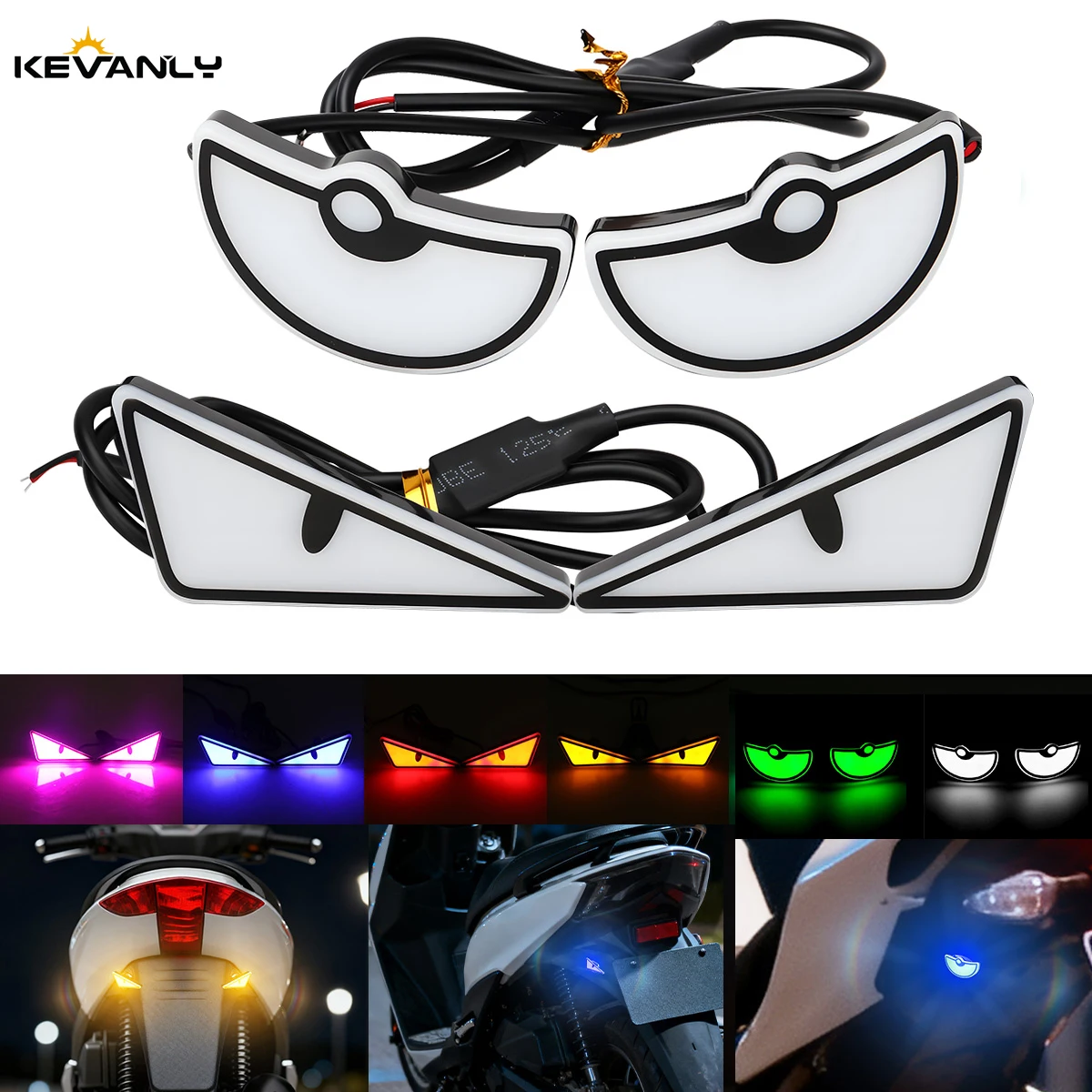 

2PCS Motorcycle Led Semicircle/Triangle Eye Mini Eagle Eye Lamp Tail Decorative Lamp Multicolor Turn Signal Indicator Light