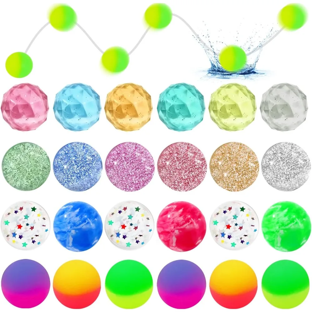 

Stocking Stuffers for Kids, Fidget Toys, 24 Bouncy Balls, Halloween Party Favors, Supplies, Family Games Prize Bulk Birthday Par