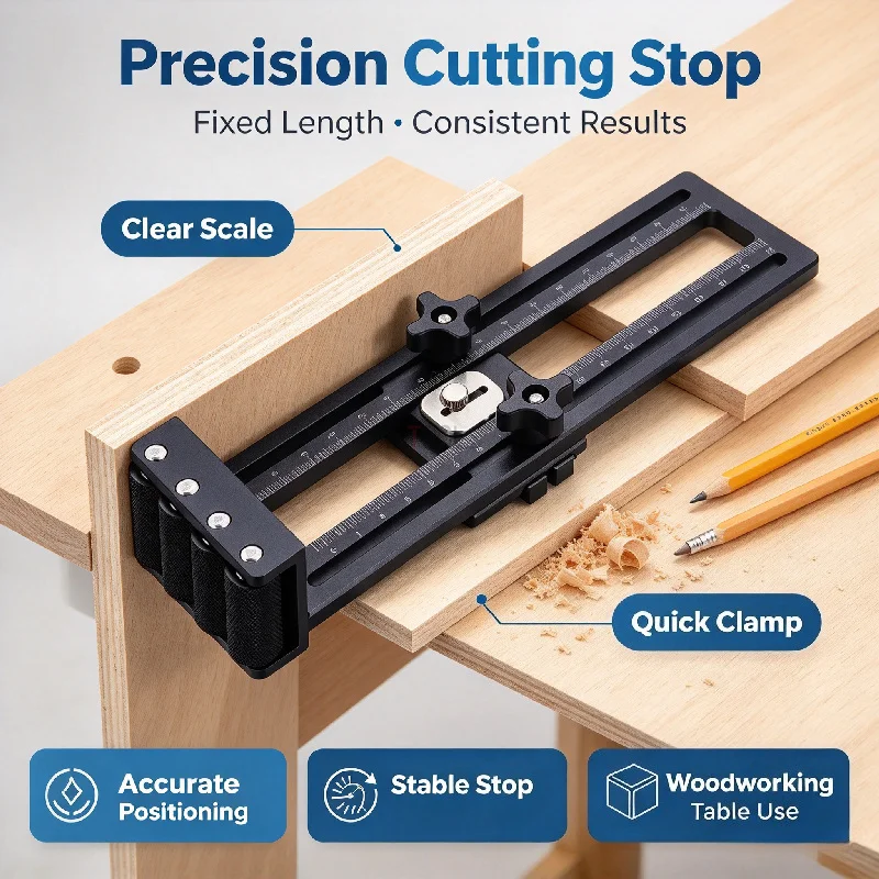 Aluminum Thin Board Cutting Stop Woodworking Saw Cut Positioner Table Saw Inverted Saw Safety Guide with One-Way Bearing Roller