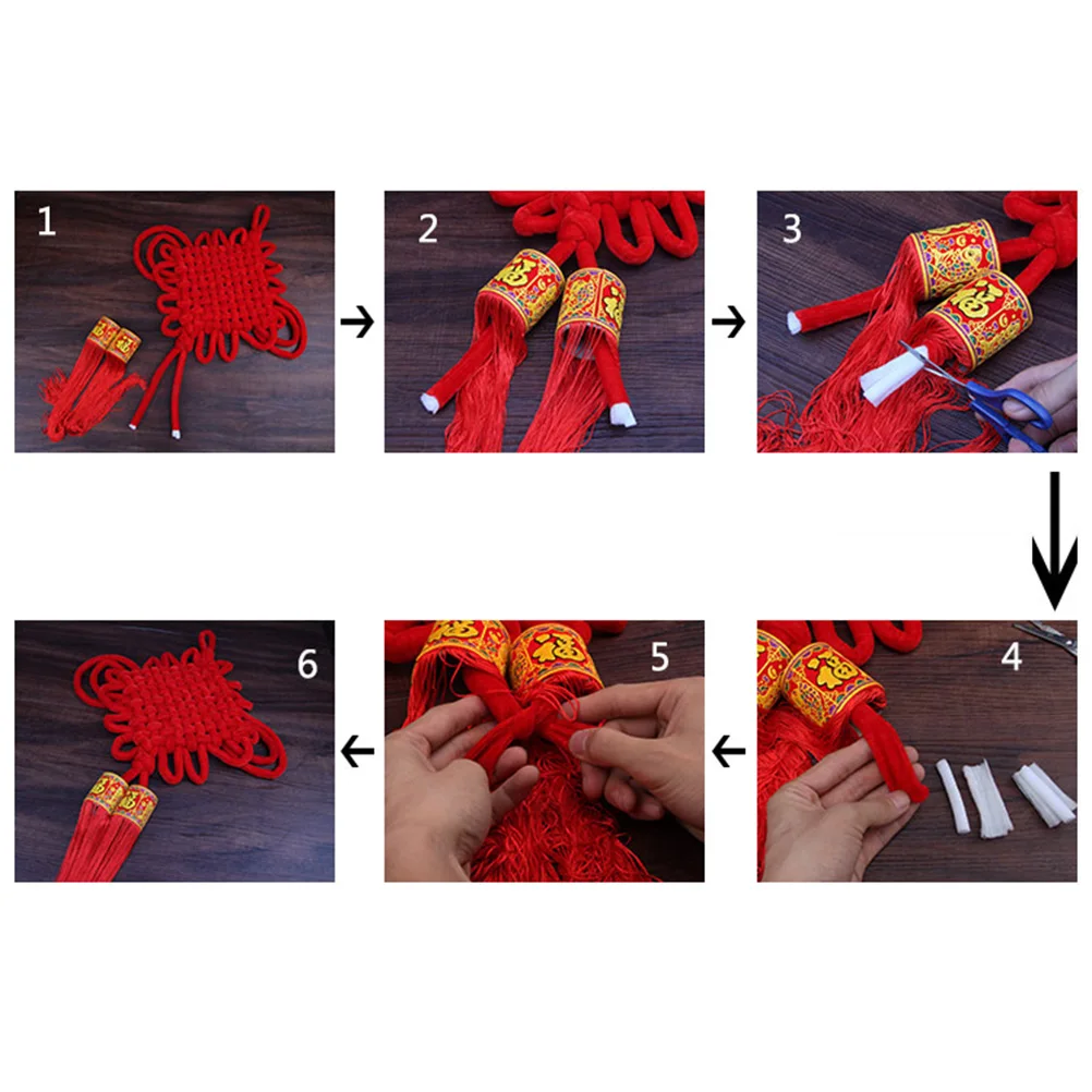 Decoración de festivales Colgante de nudo chino Colgantes colgantes de la suerte Servilleta de papel Adorno rojo