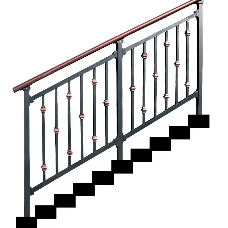 تخصيص درابزين سلالم من الفولاذ المجلفن المتين ودرابزين خشبي للسلالم مع تصميمات درابزين الدرج المعاصر