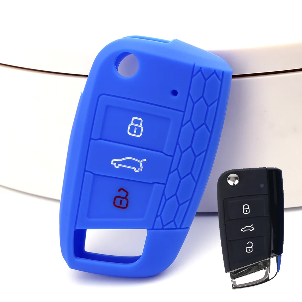 1 قطعة غطاء مفتاح السيارة سيليكون لشركة فولكس فاجن بولو جولف 7 السابع GTI GTD GTE R