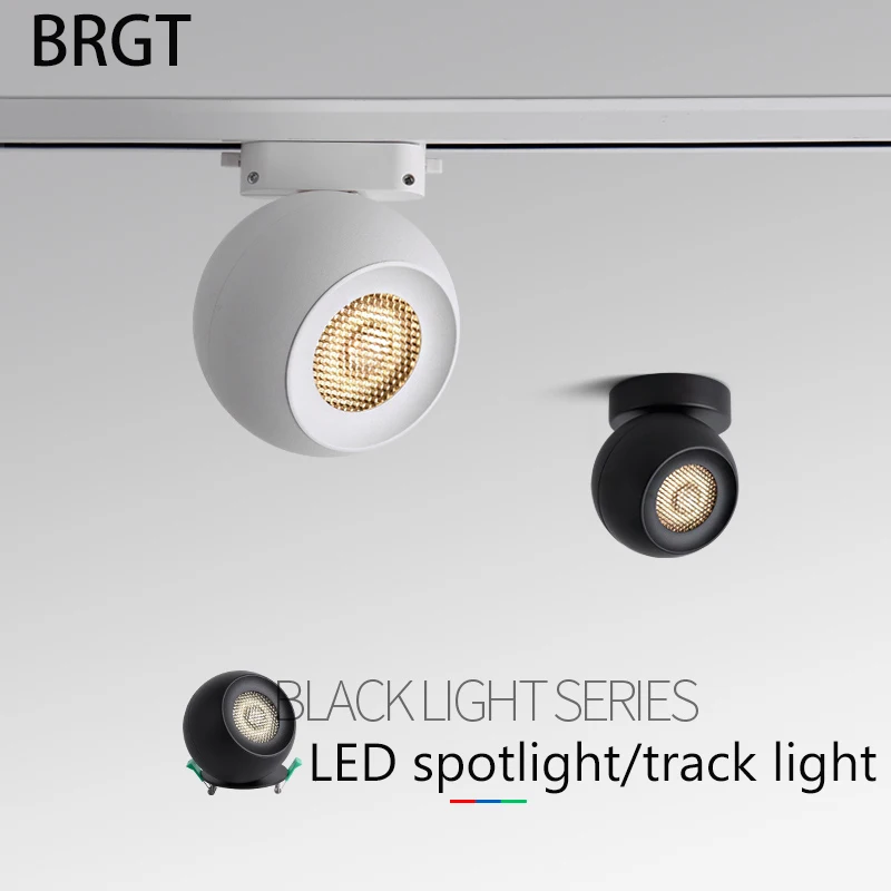 

BRGT Led Track Light Surface Mounted Spotlight Recessed Spots Light COB 12W White Black Ceiling Rails Lamp For Shop Home Store