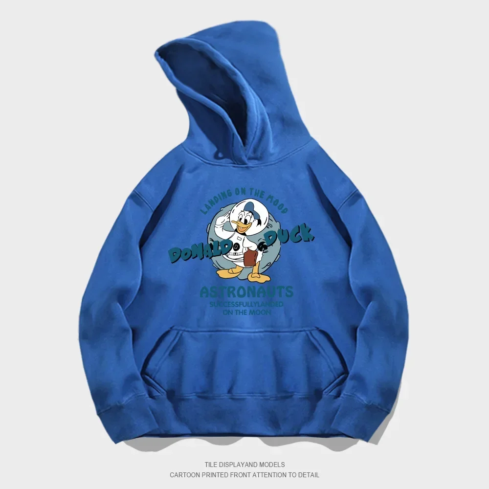 Trendy Lovely Pattern Male Sweatshirts Donald Duck Disney Cartoon Cozy Men Hoodies Loose Pocket Autumn Winter Daily Pullover