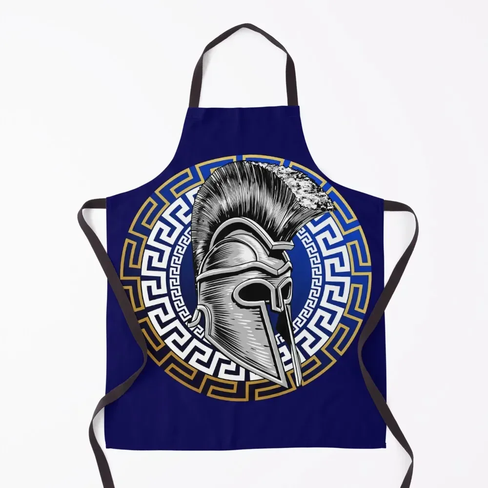 Spartan Helmet with Greek Keys Apron For Women Kitchen Kitchen Household Items For Home Accessories New year's Apron