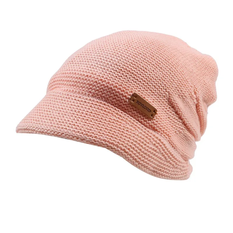 Gorro tejido de invierno para mujer, gorro holgado grueso y cálido con viseras, gorra de béisbol informal de ala ancha para mujer, gorro con protección para los oídos