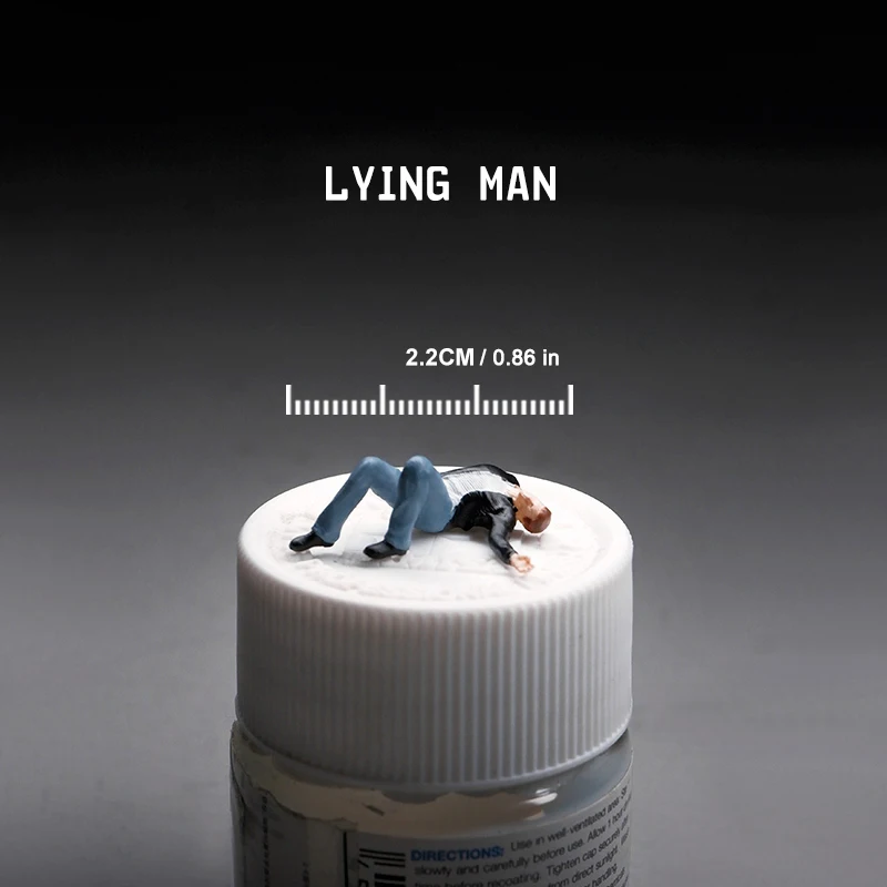1/64 Police Action Figure Set, Lying Down Shooting Pose Resin Model Dolls for Car Diorama Display Scene Accessories