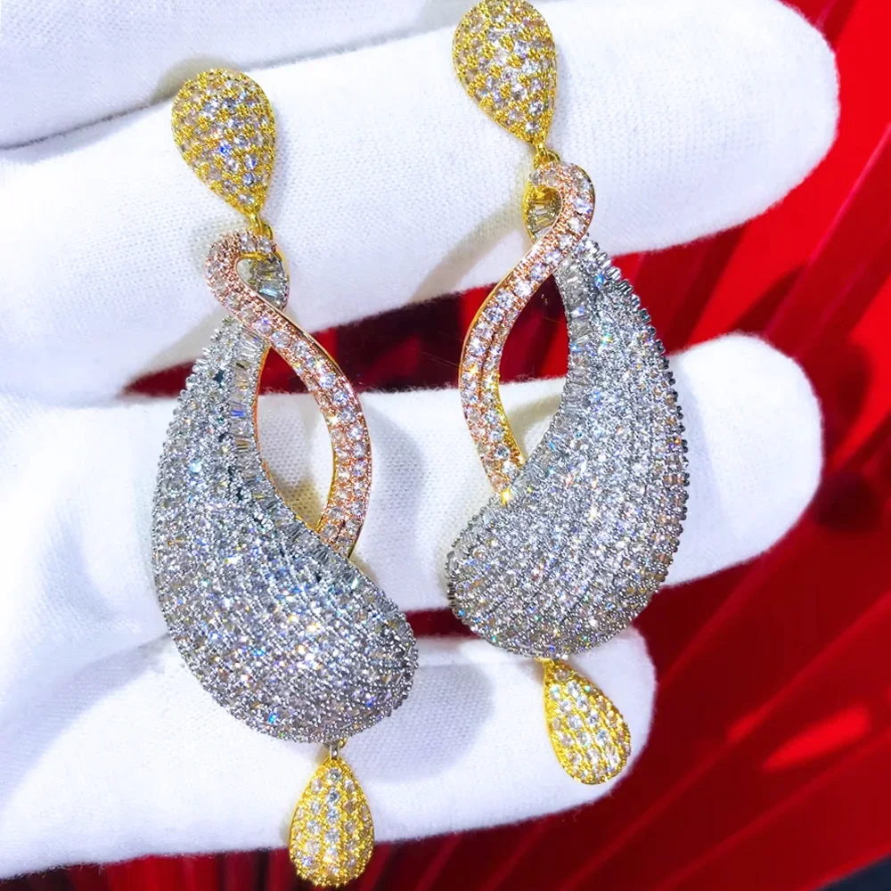 

Kellybola Gorgeous Drop Earrings For Women Bridal Wedding Party Earrings Jewelry Luxury Geometric High Quality New Accessories