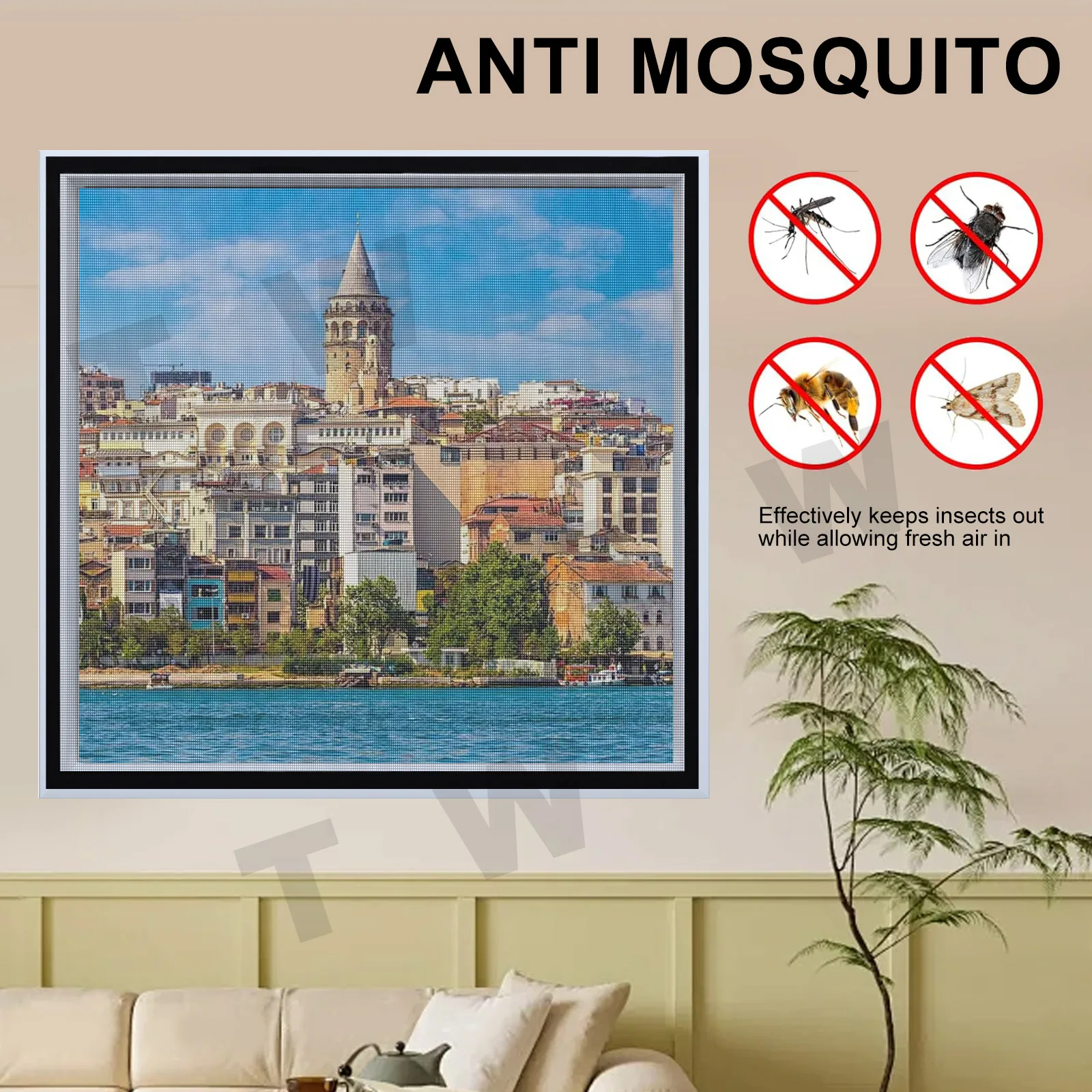 1 Piece of Household Anti-Mosquito Window Screen, Self-Adhesive, No Drilling Required, Suitable for Windows of Various Shapes, D