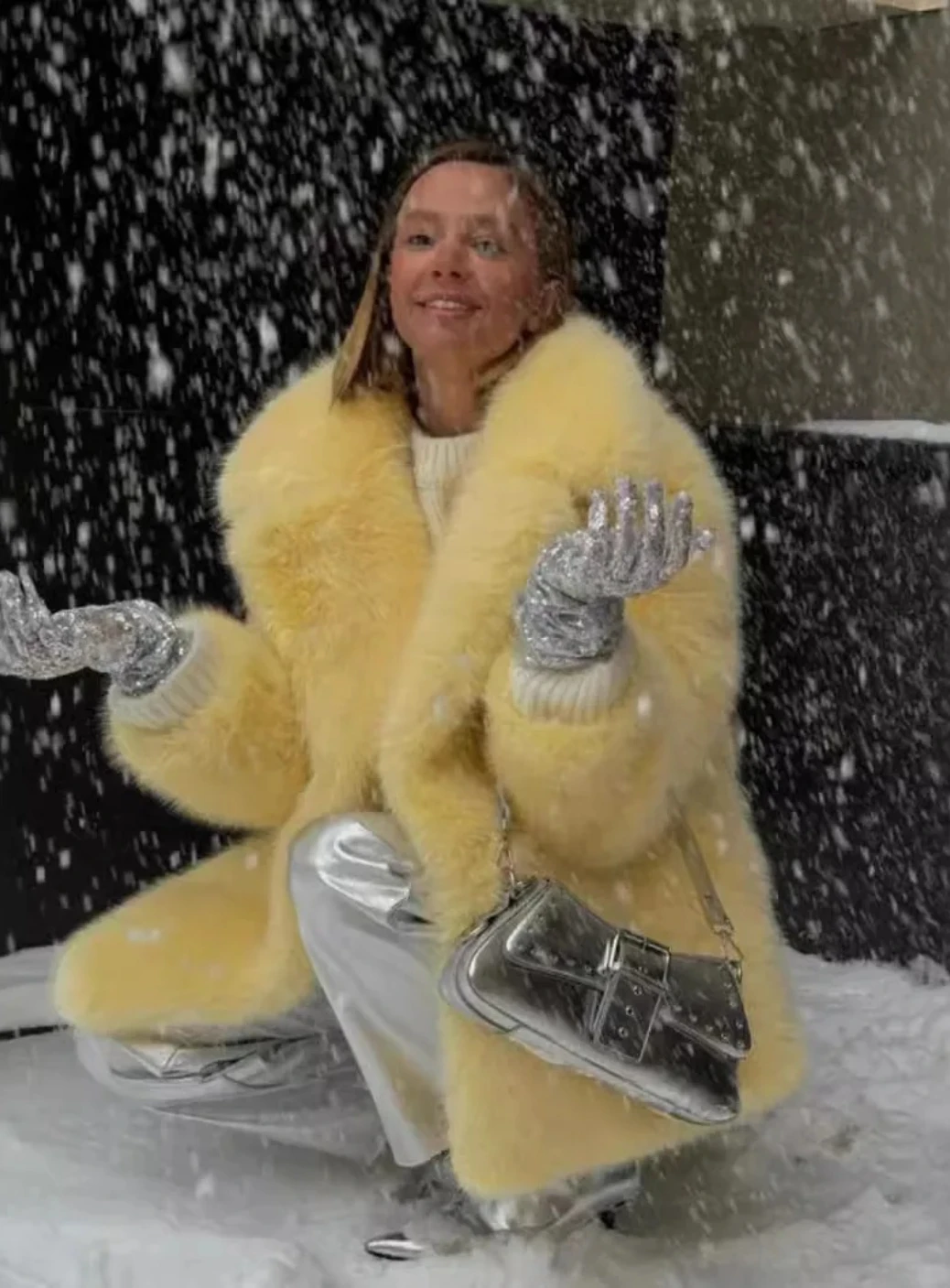 Manteau d'hiver épais et chaud en fausse fourrure, manteau en fourrure de renard de longueur moyenne, veste moelleuse décontractée de haute qualité